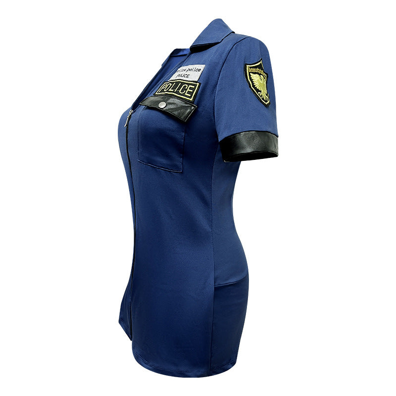 Sexy Halloween Cosplay Party Outfit with Zipper Detail