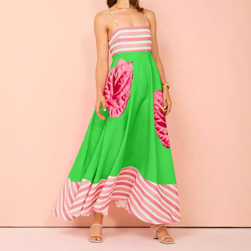 The Breezy Minimalist Floral High-Waist Swing Dress