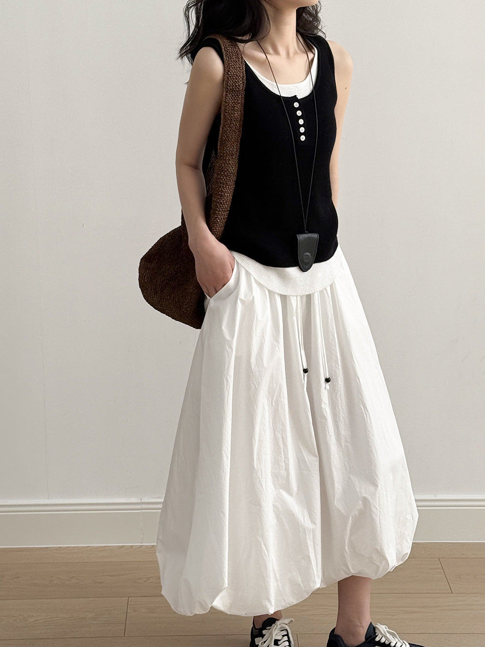 Women's Summer A-Line Skirt-White-M-Free Shipping Leatheretro