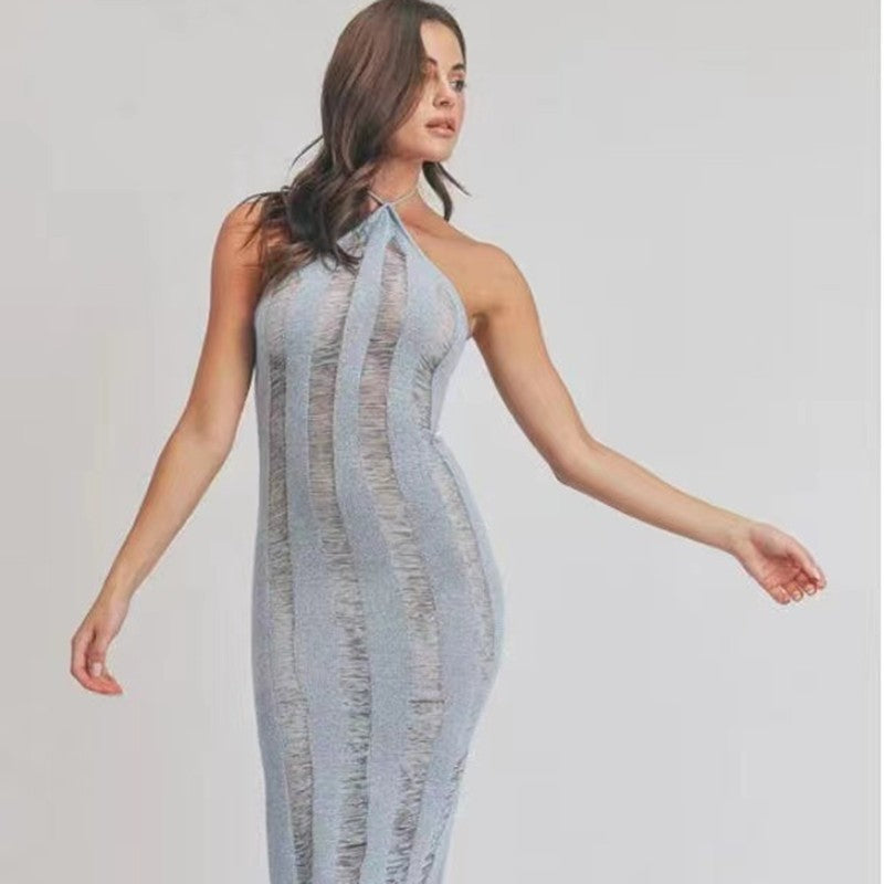 Sexy Backless See Through Knitted Dresses-Dresses-Free Shipping at meselling99