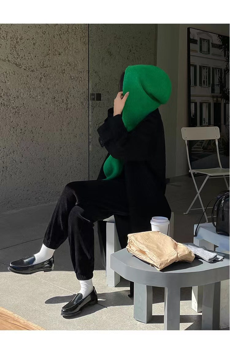 Women's Knit Hooded Cape Scarf 2pcs/set