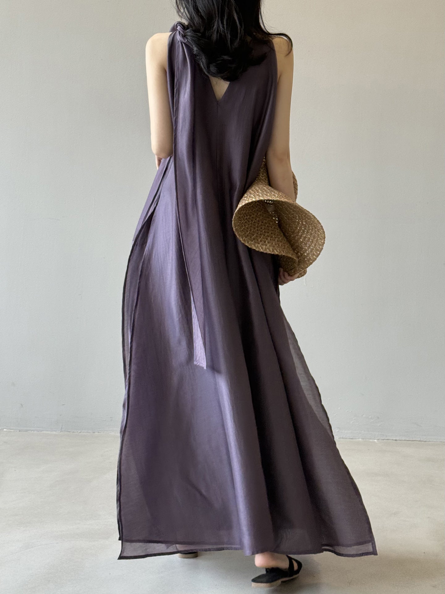 Summer Loose Women's Viscose Scarf Neckline Dress