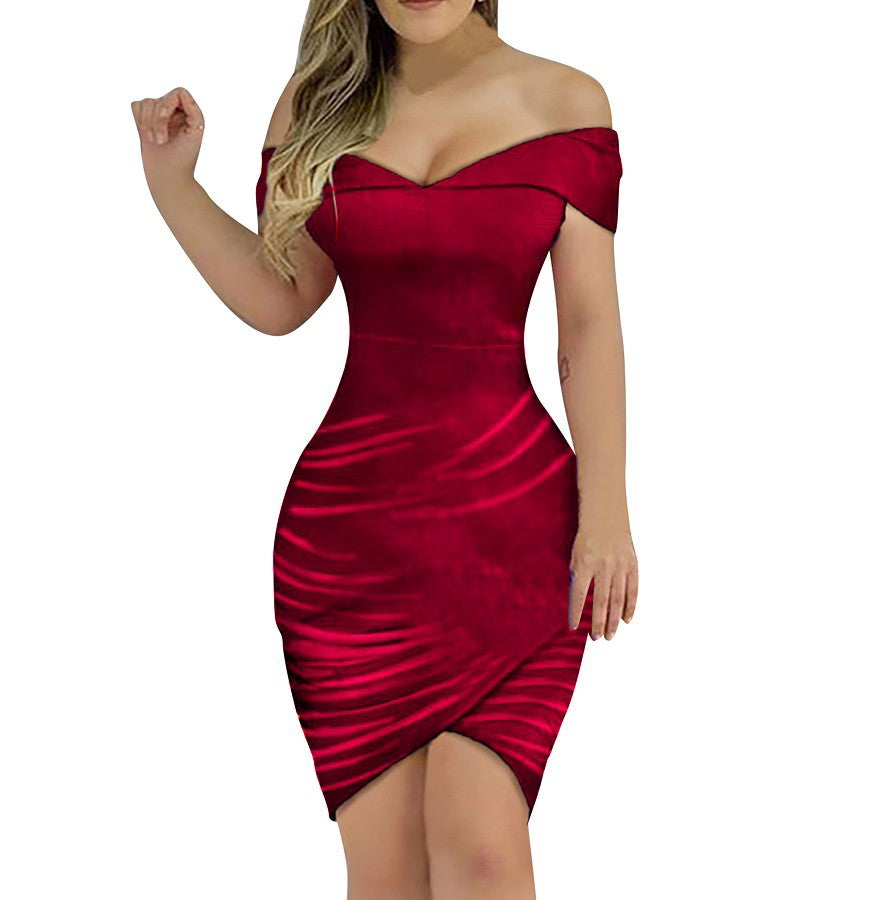 Sexy Off The Shoulder Women Mini Party Dresses-Dresses-Wine Red-S-Free Shipping at meselling99