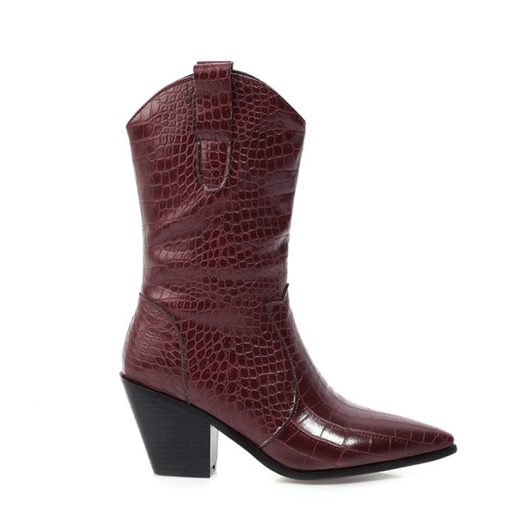 Vintage Peep Toe Chunky Heels Plus Sizes Boots