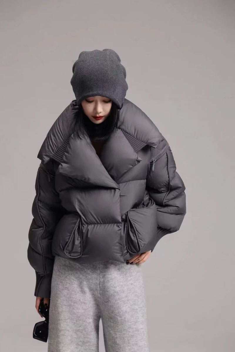 Women's Luxury Knit-Panel Down Jacket