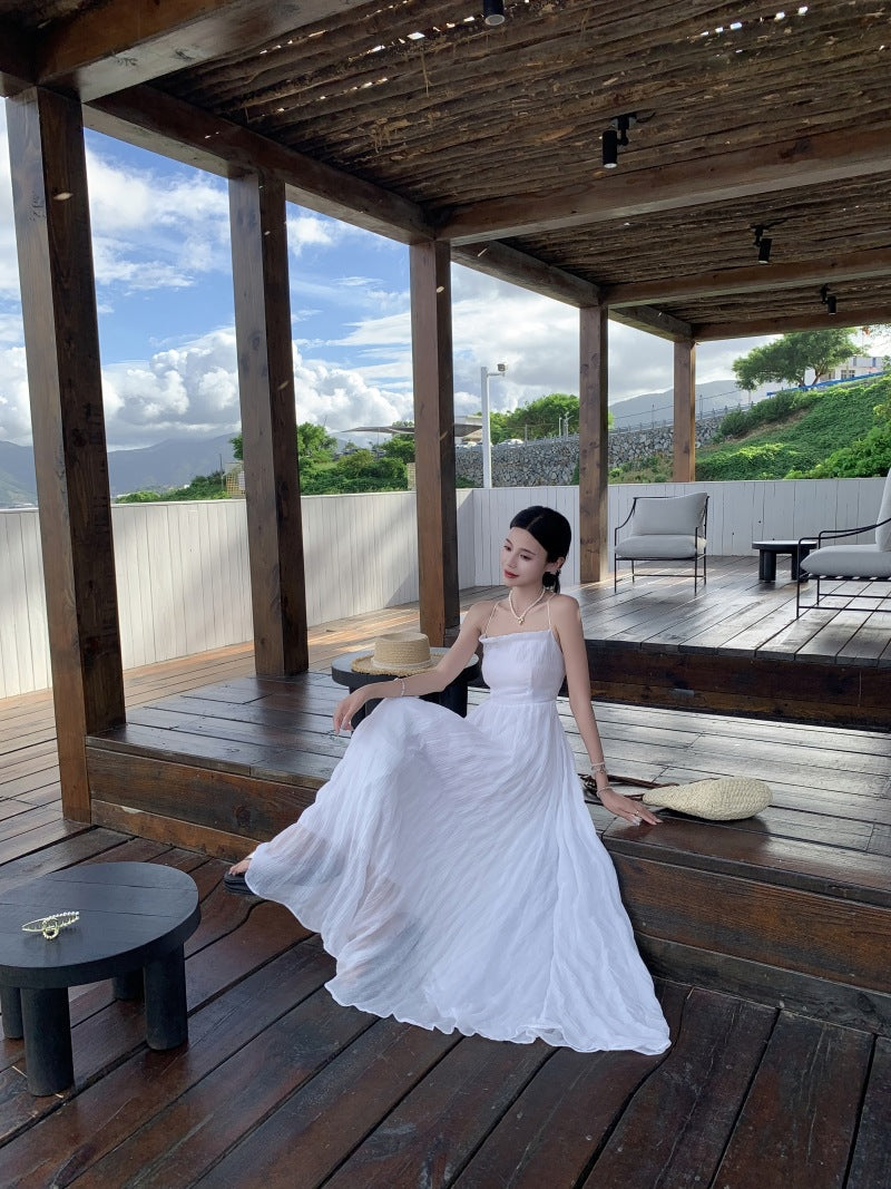 Summer Waves Blue Backless Maxi Dress