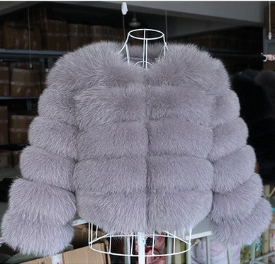 Women's Thickened Faux Fox Fur Spliced Winter Coat