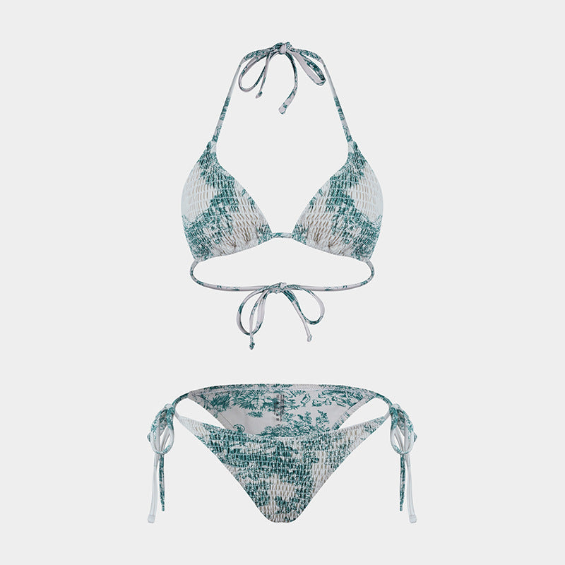 Print Bikini Three-Piece Set – Sheer Skirt Separates, Sexy Vacation Swimwear