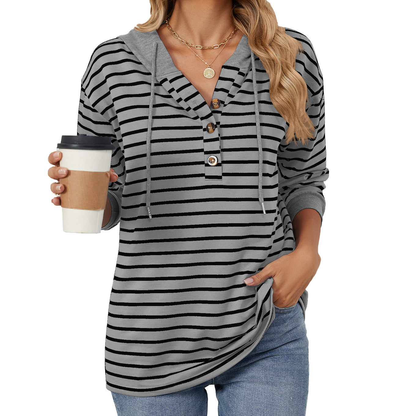 Casual Striped Long Sleeves Hoodies