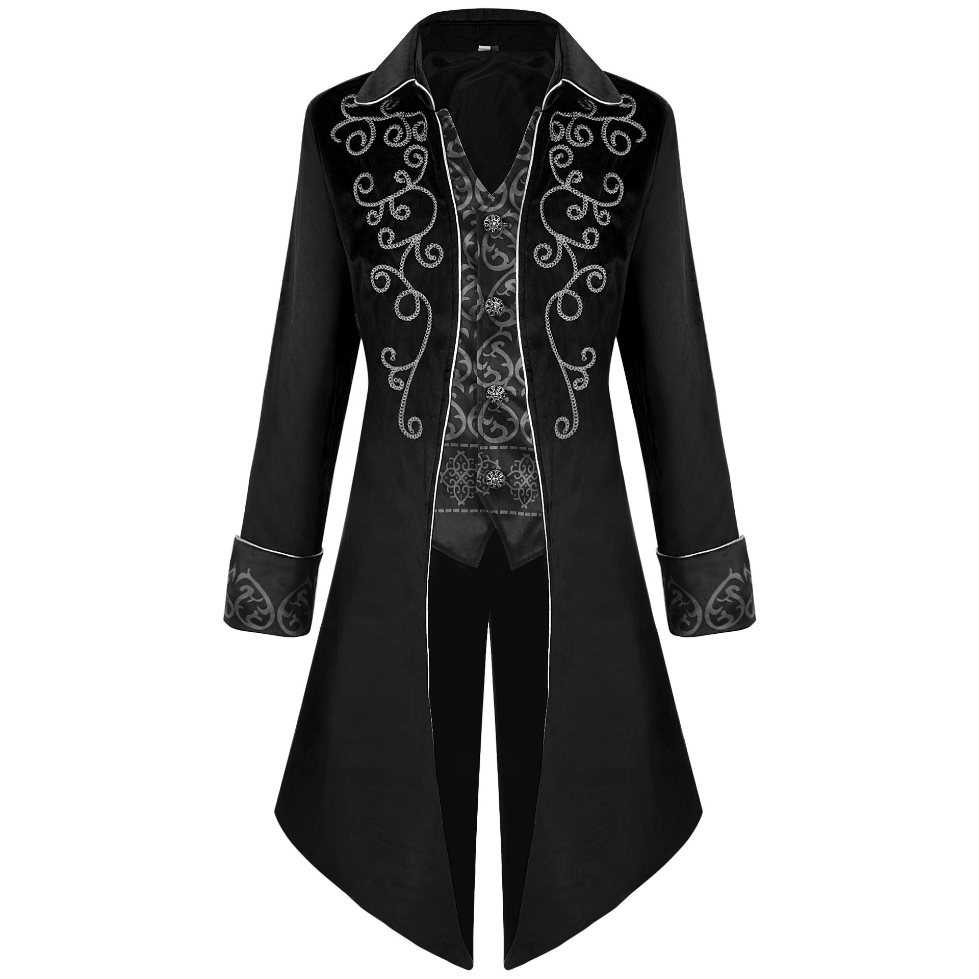 Men's Vintage Silver-Edge Tailcoat Jacket