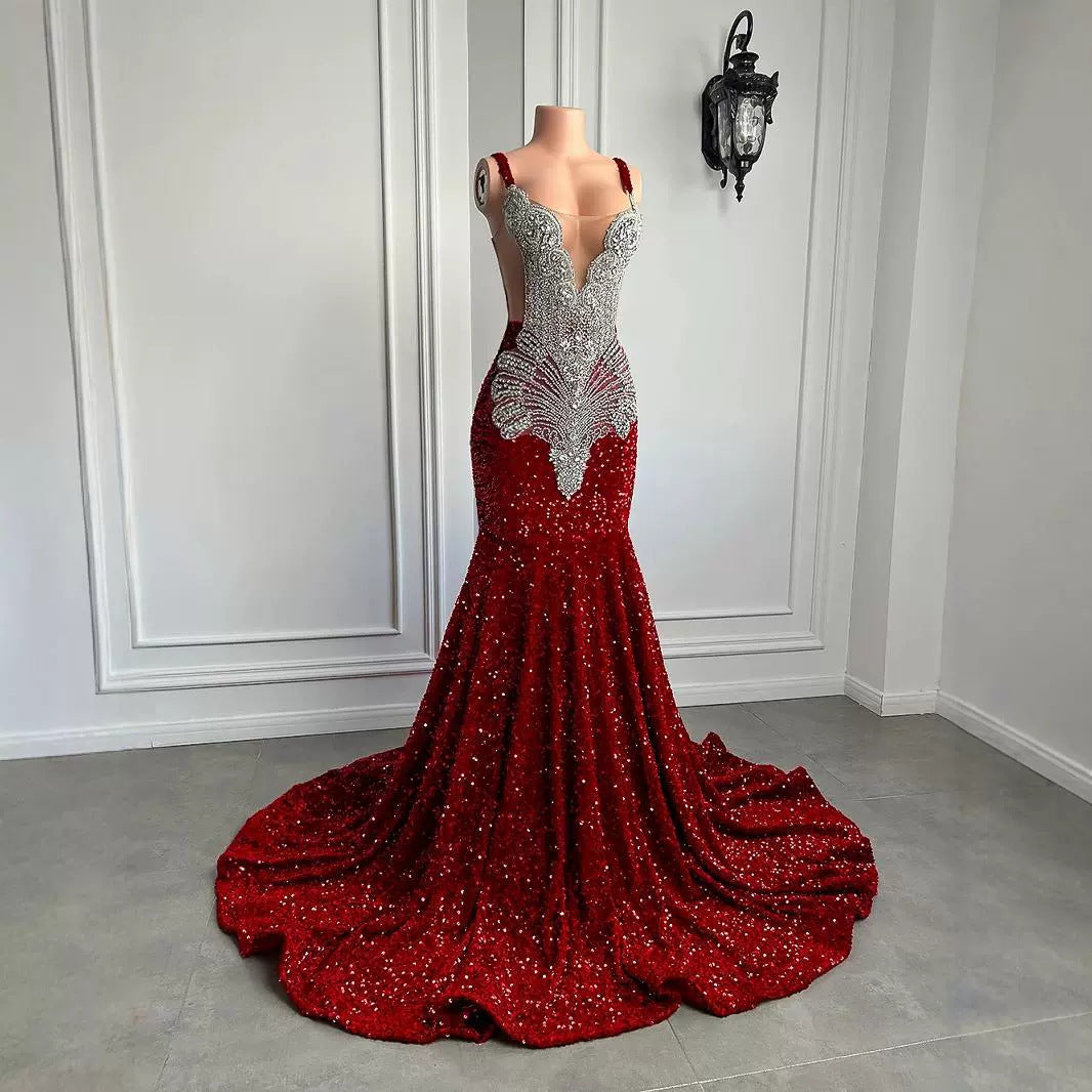 Luxury Sequin Embellished Mermaid Evening Dress