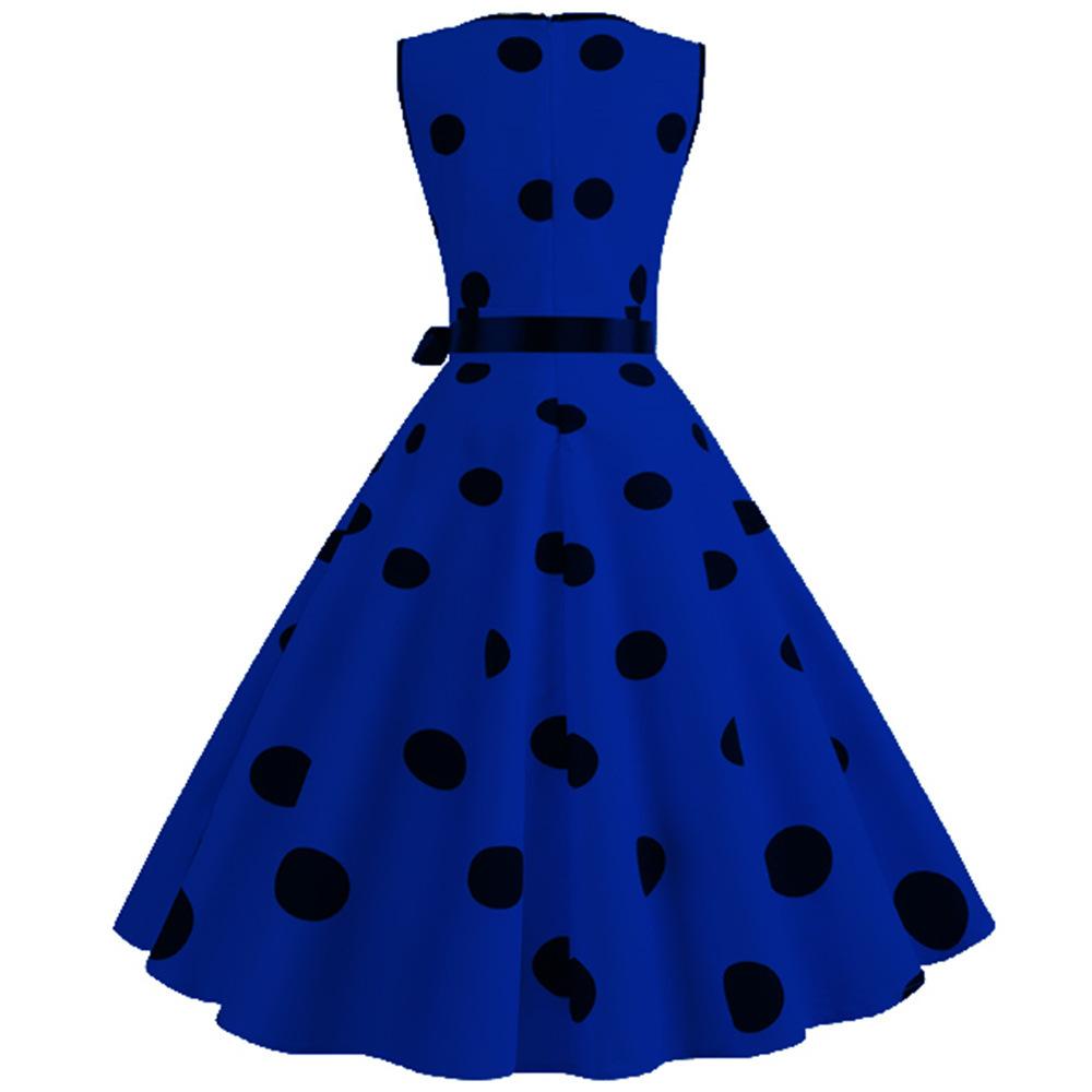 Casaul Sleeveless Dot Print Vintage Dresses-Dresses-Free Shipping at meselling99