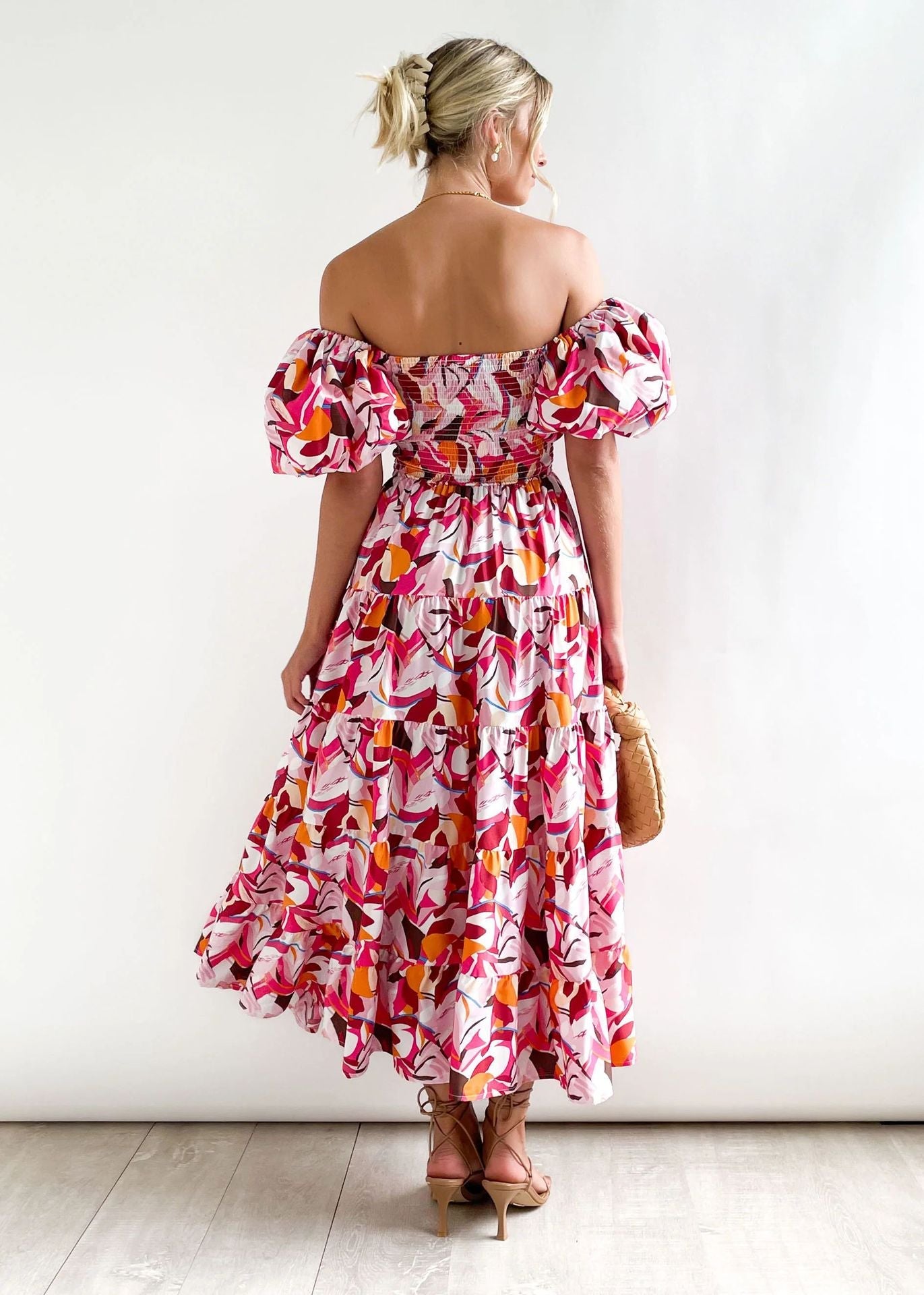 Casual Off The Shoulder Floral Print Long Dresses