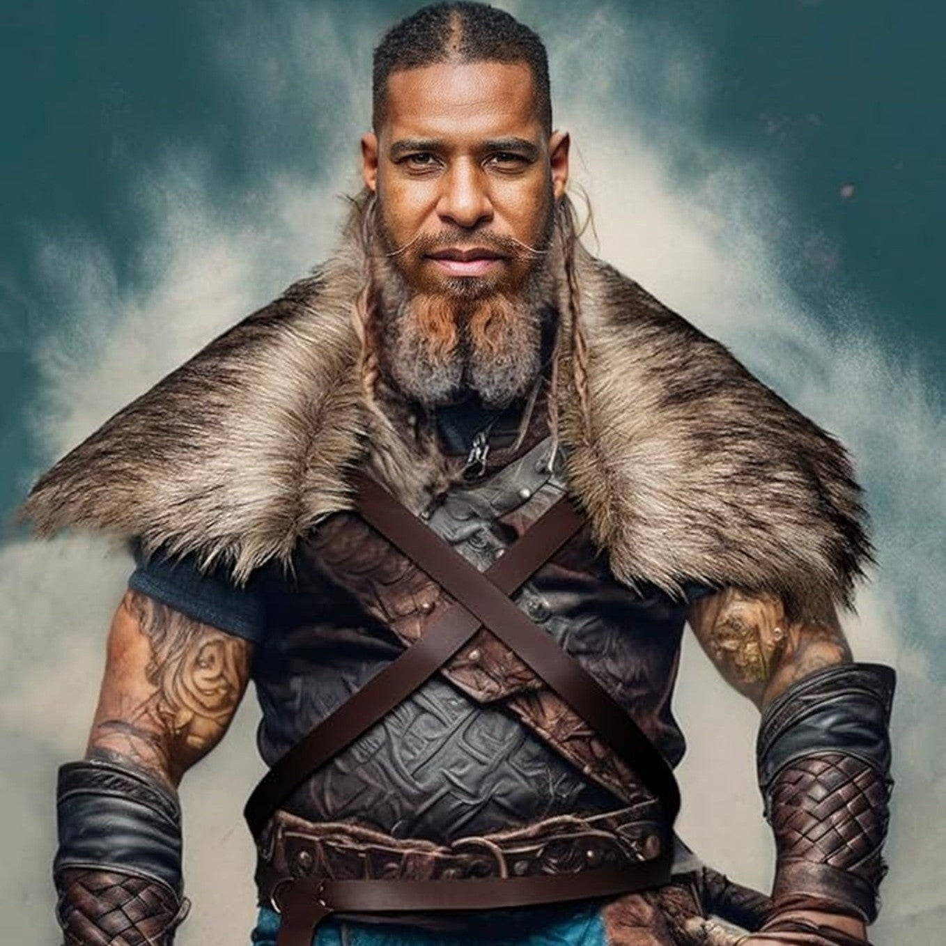 Men's Faux Fur Collar Medieval Cape