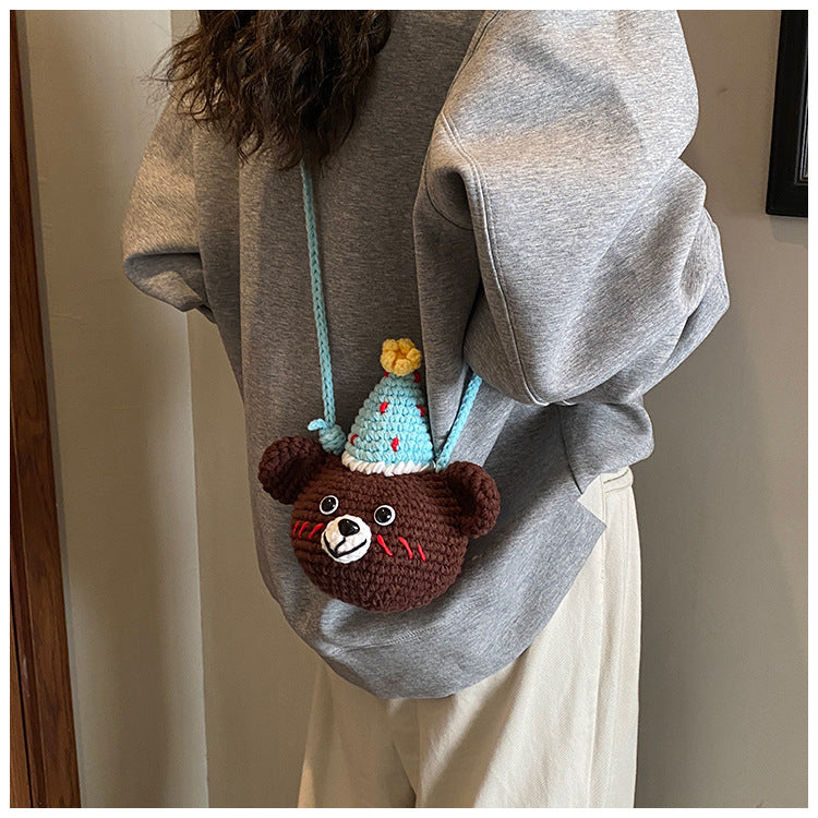 Handmade Knitted Bear Coin Purse