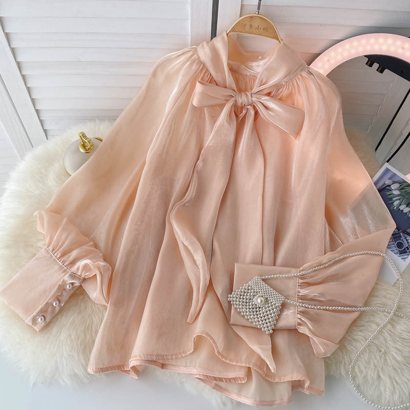 Designer Blouse with Puff Sleeves Women's Shirt, Elegant & Feminine, Soft & Chic