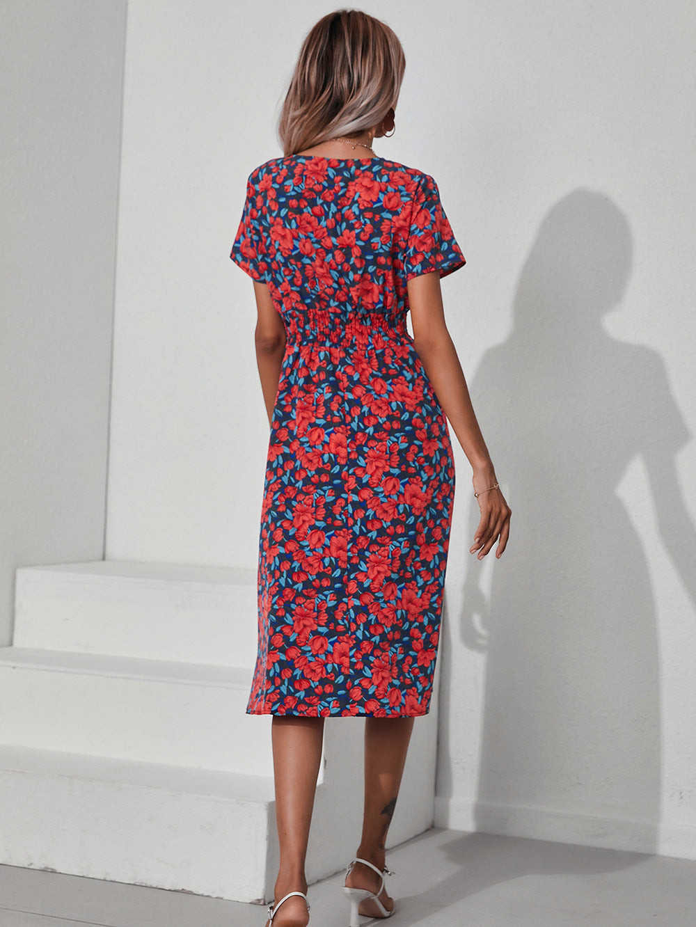 Women's Summer Floral Print Short Sleeve Dress