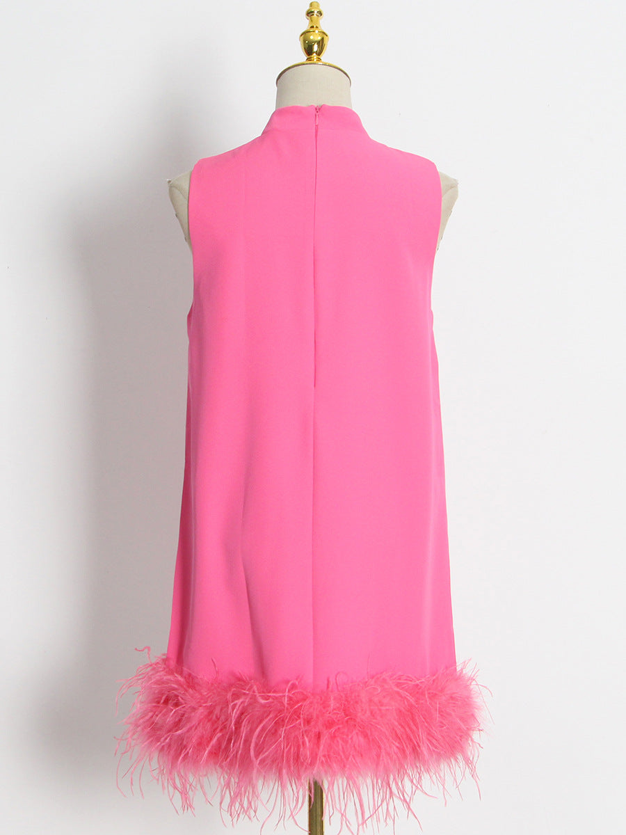 Ostrich Feather A-Line Dress