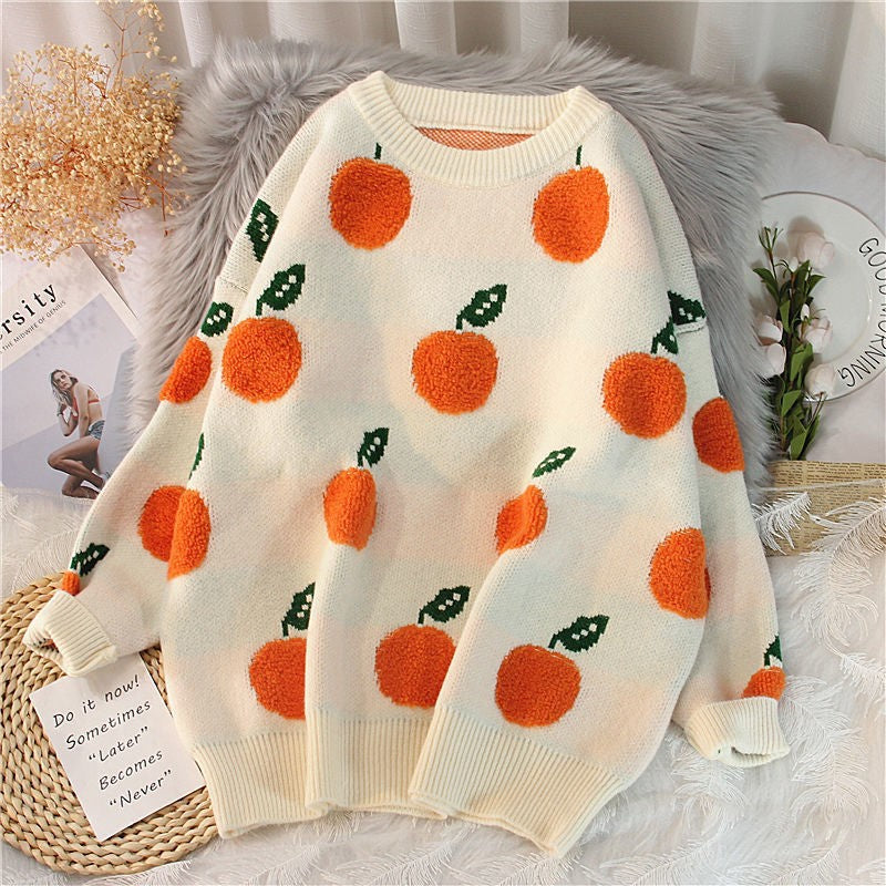 Women's Winter Orange High Neck Sweater