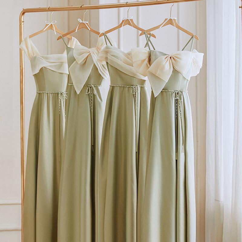 Fashion Satin Green Spring Bridesmaid Dresses