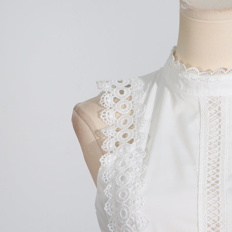 Designed Women's Vintage-Inspired Sleeveless Lace Trimmed Summer Dress