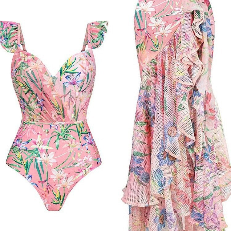 Elegant Floral Sun Proof Summer Beach Swimsuits