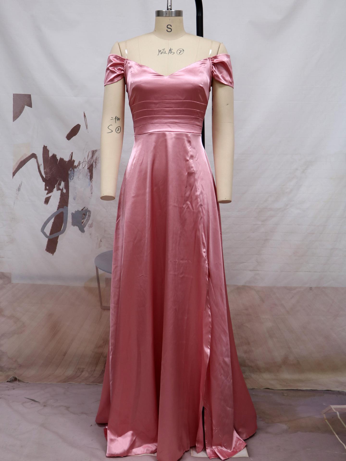 Elegant Off The Shoulder Bridesmaid Dresses-Dresses-Pink-S-Free Shipping at meselling99