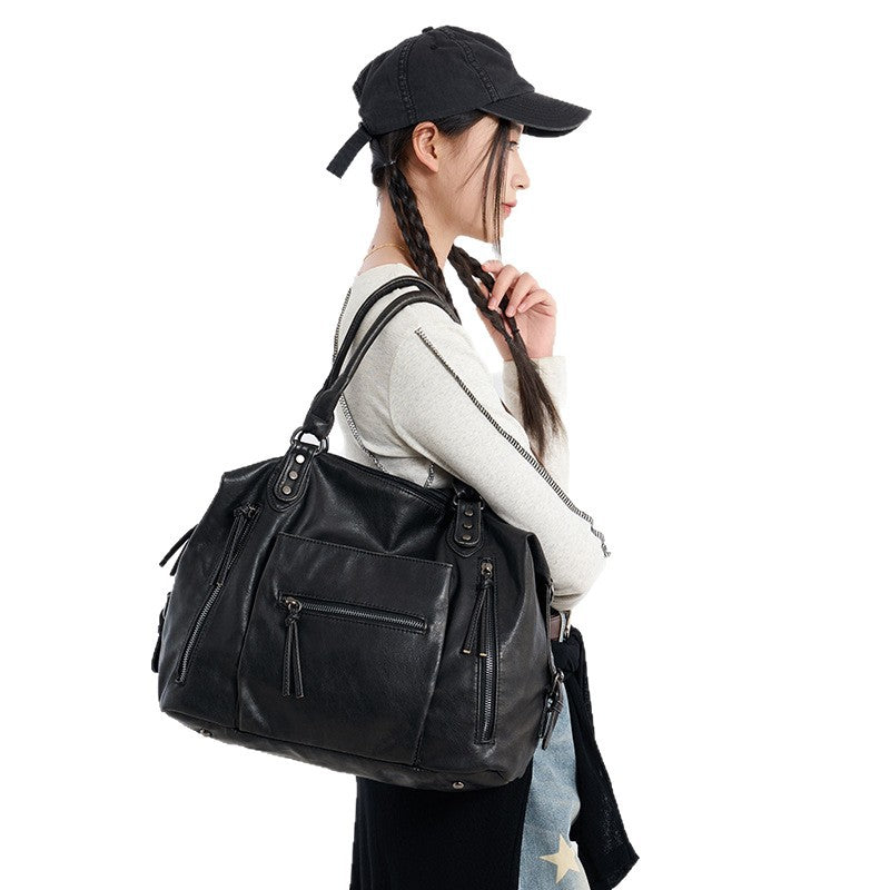 Retro PU Leather Tote Bag