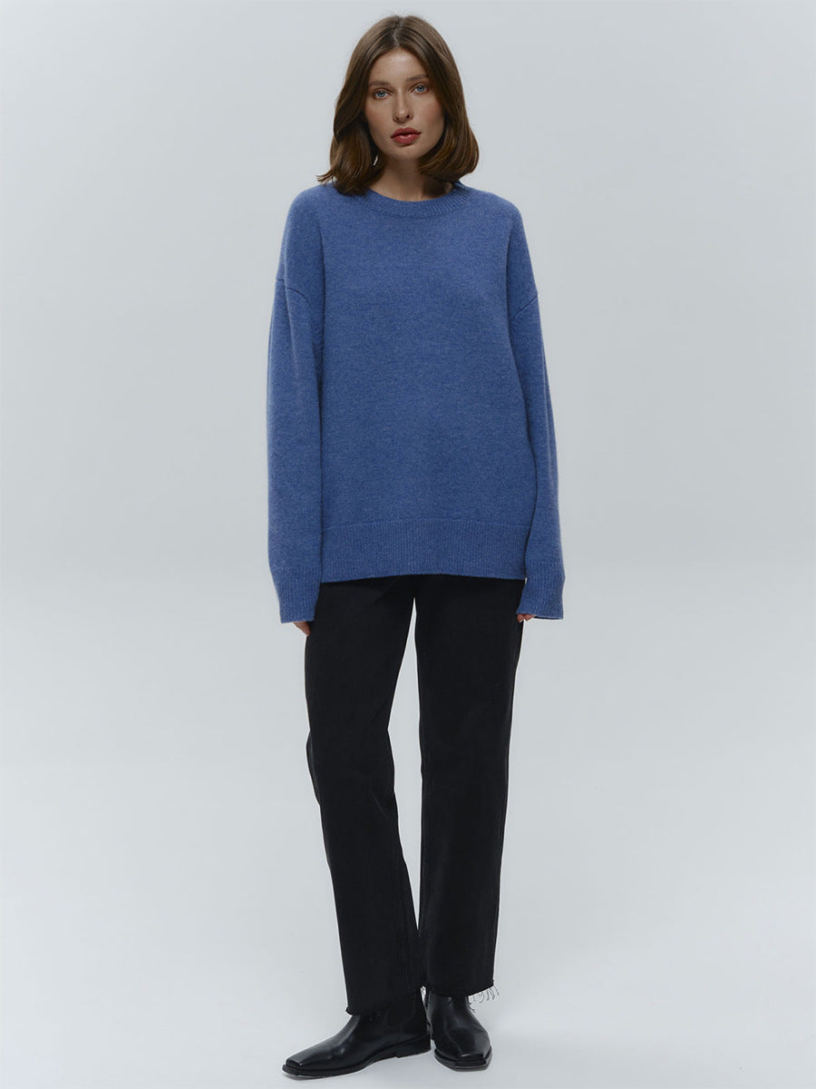 Classic Relaxed-Fit Dark Crewneck Sweater