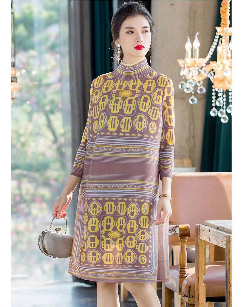 Ethnic High Neck Midi Length Dresses--Free Shipping at meselling99