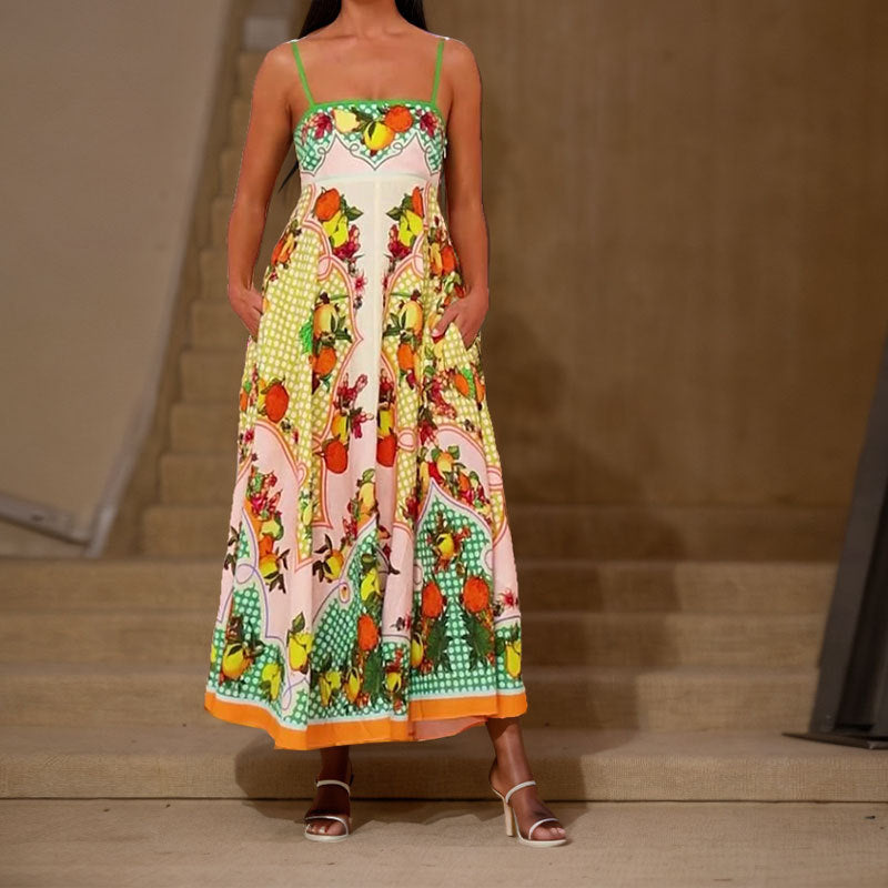 Elegant High-Waist Floral Print Sundress