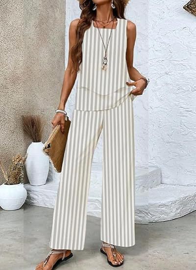 Women's Summer Sleeveless Layered Vest & Pants Set