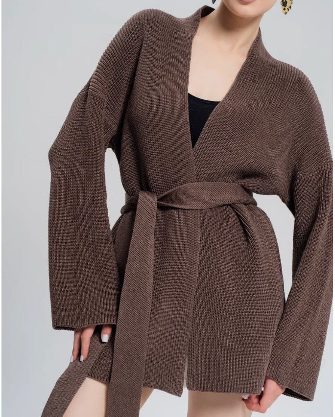 Oversized Belted Knit Cardigan | Cozy Loose Fit Open Front Sweater