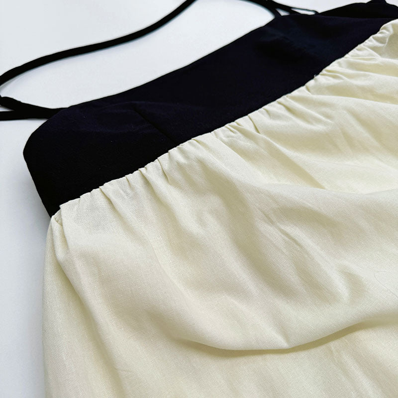 Boho Chic Linen Blend Slip Cotton Dress – Relaxed Summer Maxi Dress with Strappy Detail