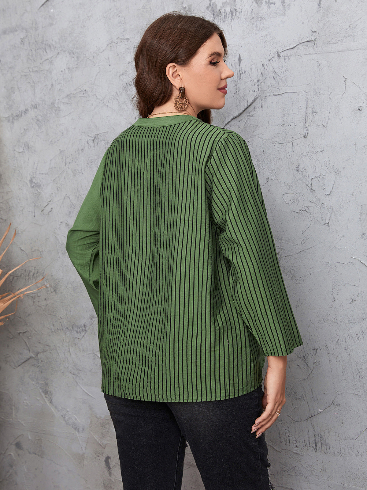 Fashion Striped Long Sleeves Plus Sizes Shirts