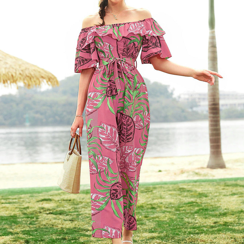 Sexy One Shoulder Chiffon Summer Beach Jumpsuits