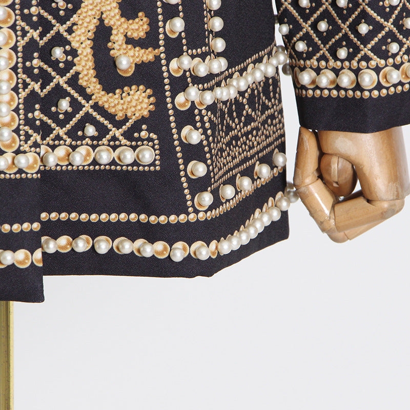 Vintage High-End Beaded Print Blazer