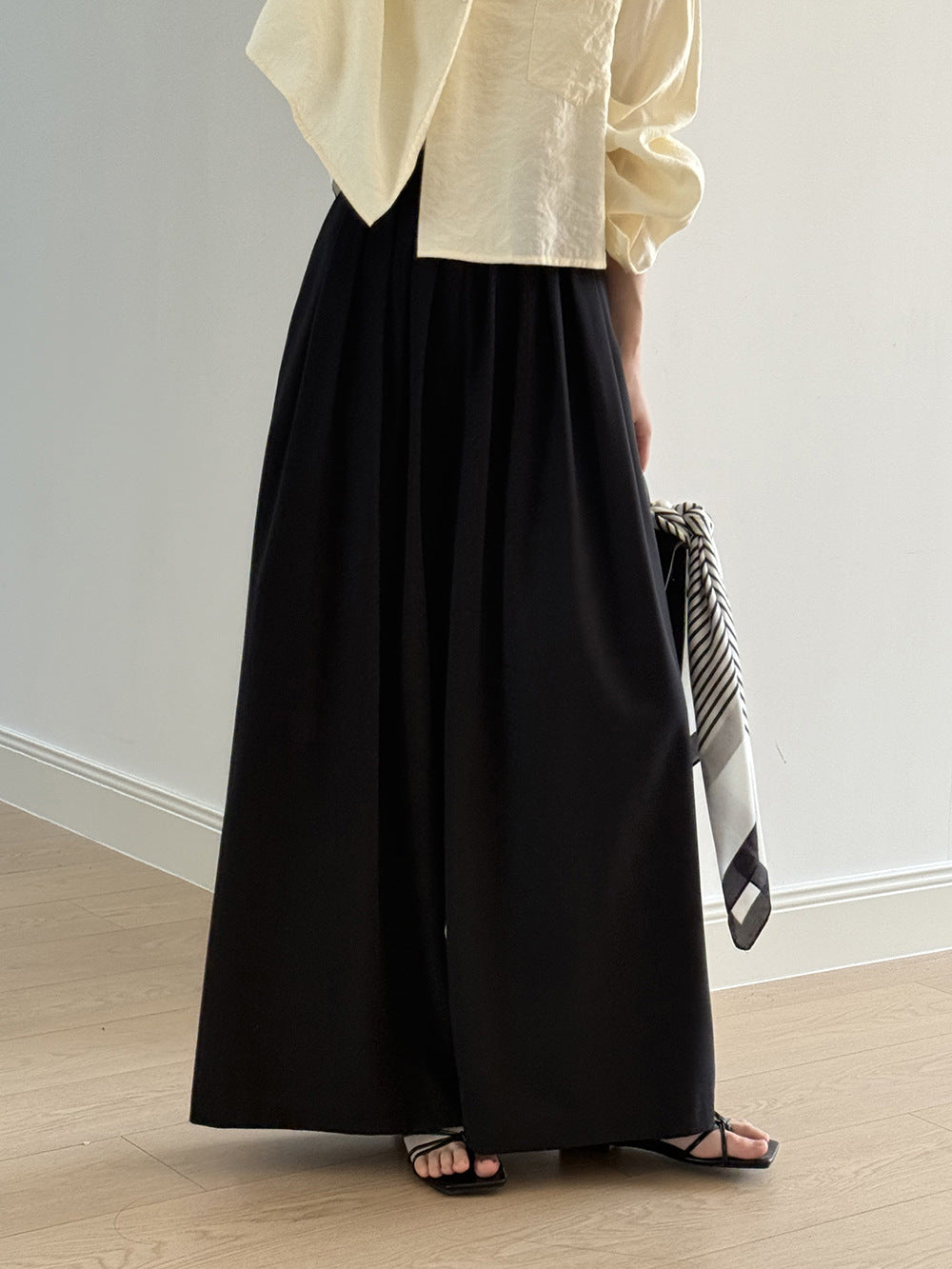 Women's High-Waisted Tencel Wool Wide-Leg Pants