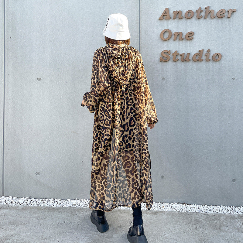 Summer Chiffon Leopard Women Long Sun-proof Tops-Shirts & Tops-Leopard-One Size-Free Shipping at meselling99