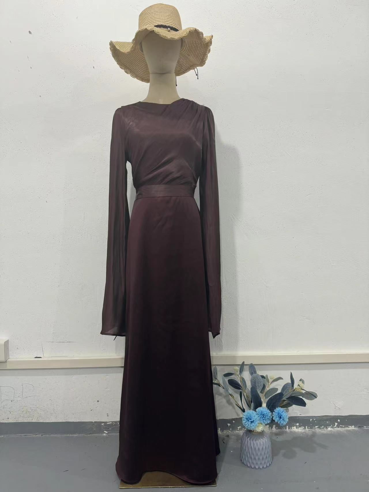 Elegant Satin Summer Long Sleeves Dresses