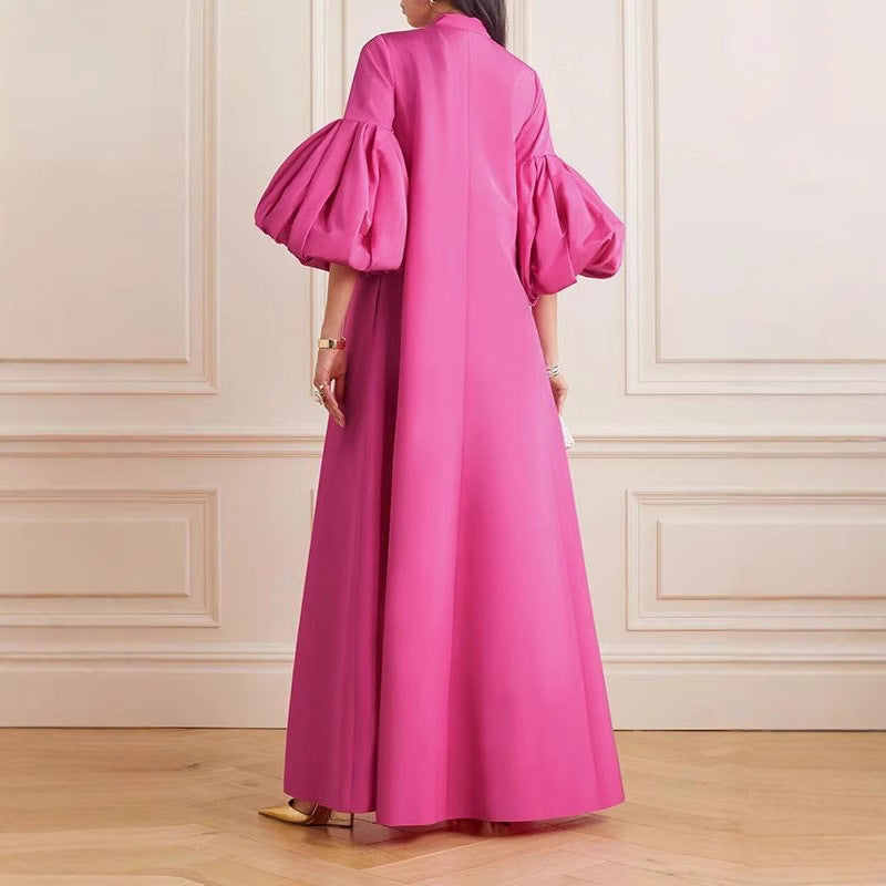 Puff Sleeve Pink Dress: Comfortable, Flowy & Elegant