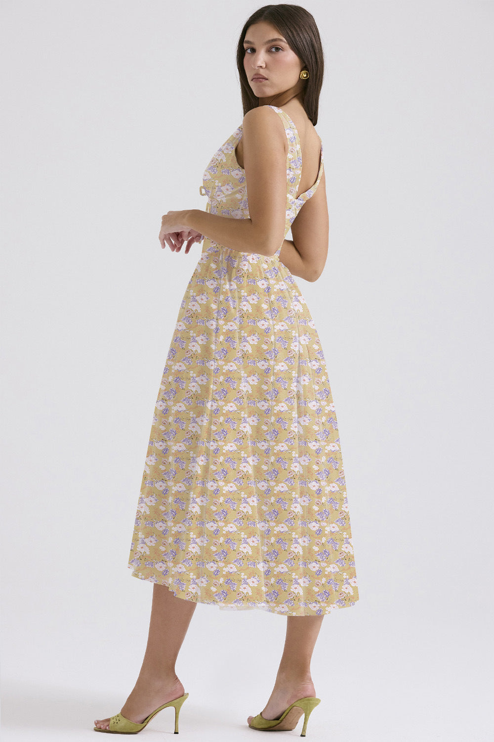 Elegant V-Neck Print Maxi Dress