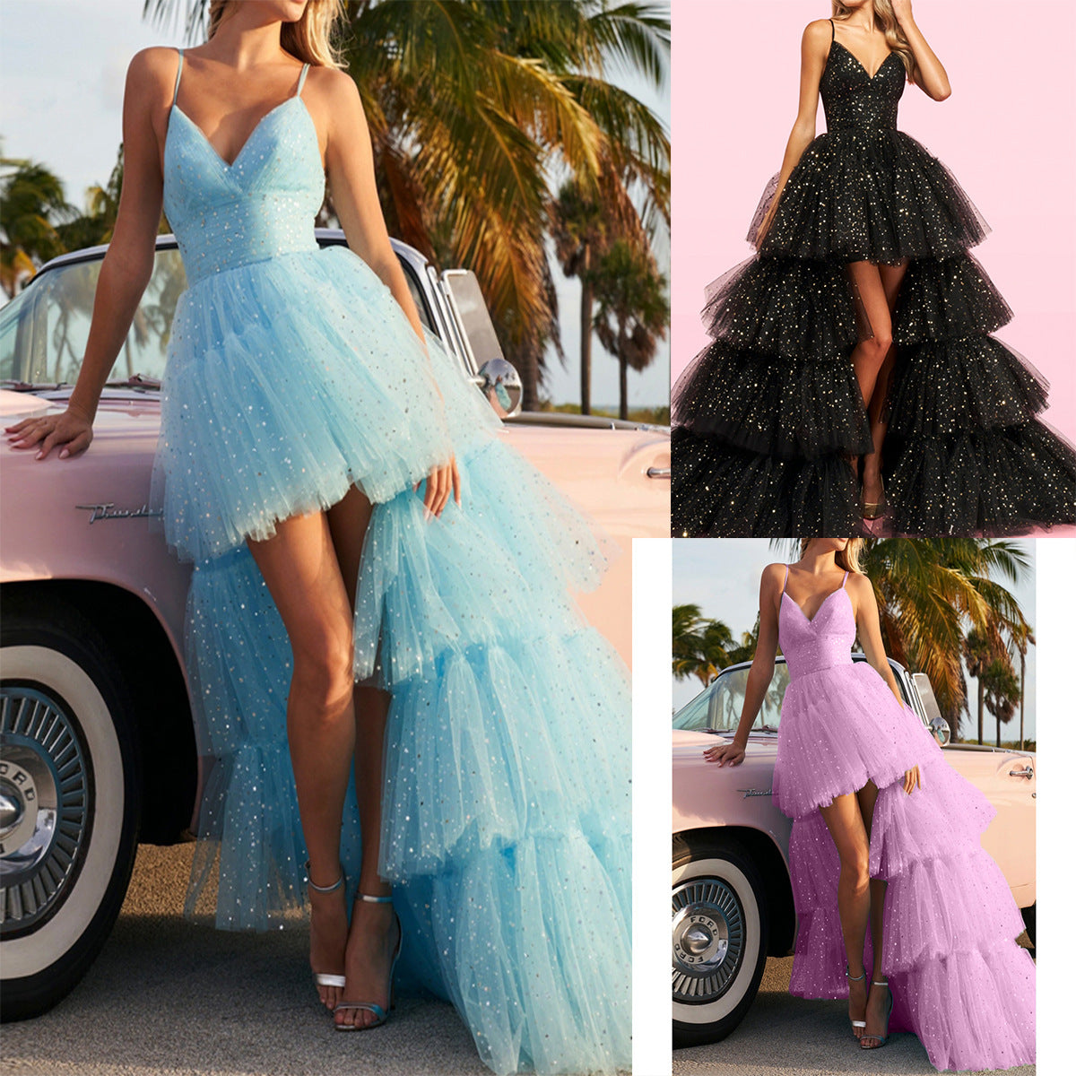 Sexy High Waist High-Low Wedding Party Dresses-Dresses-Free Shipping at meselling99