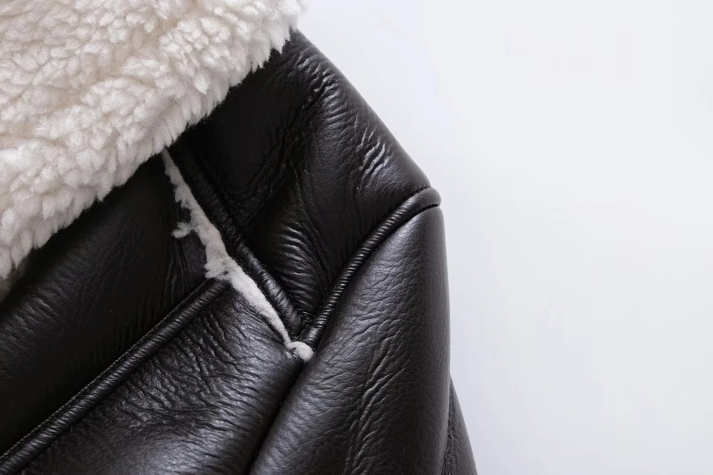 Fashion Designed Leather with Fur Short Motorcycle Coats Jacket