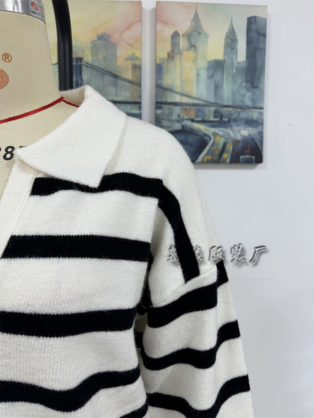 Fashion Striped Plus Sizes Knitted Sweaters for Women