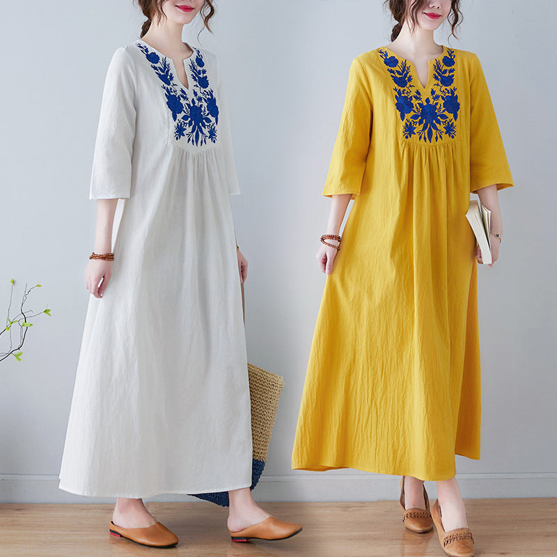 Bohemian Linen Summer Long Dresses-Dresses-Free Shipping at meselling99