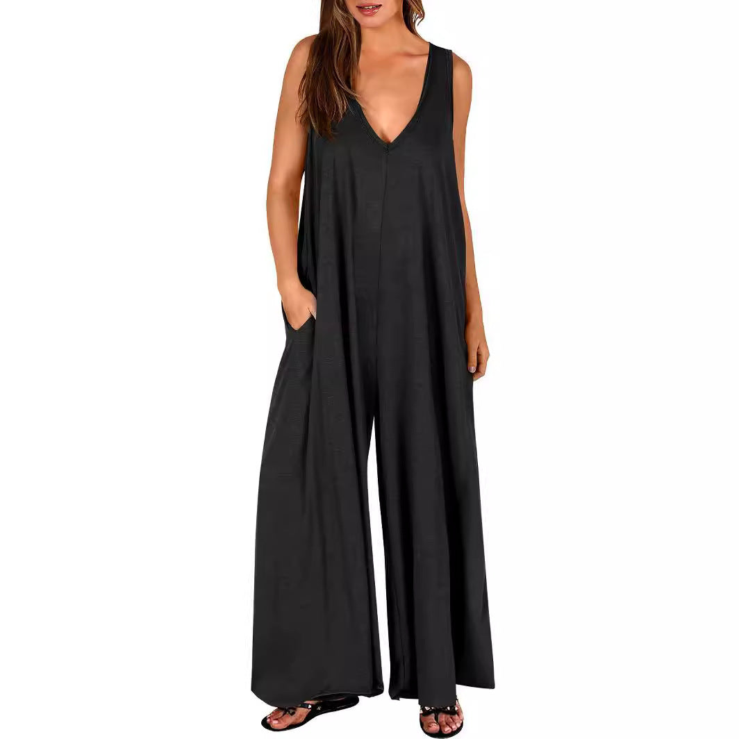 Women's Summer Casual Jumpsuit - Lightweight Pocket Romper
