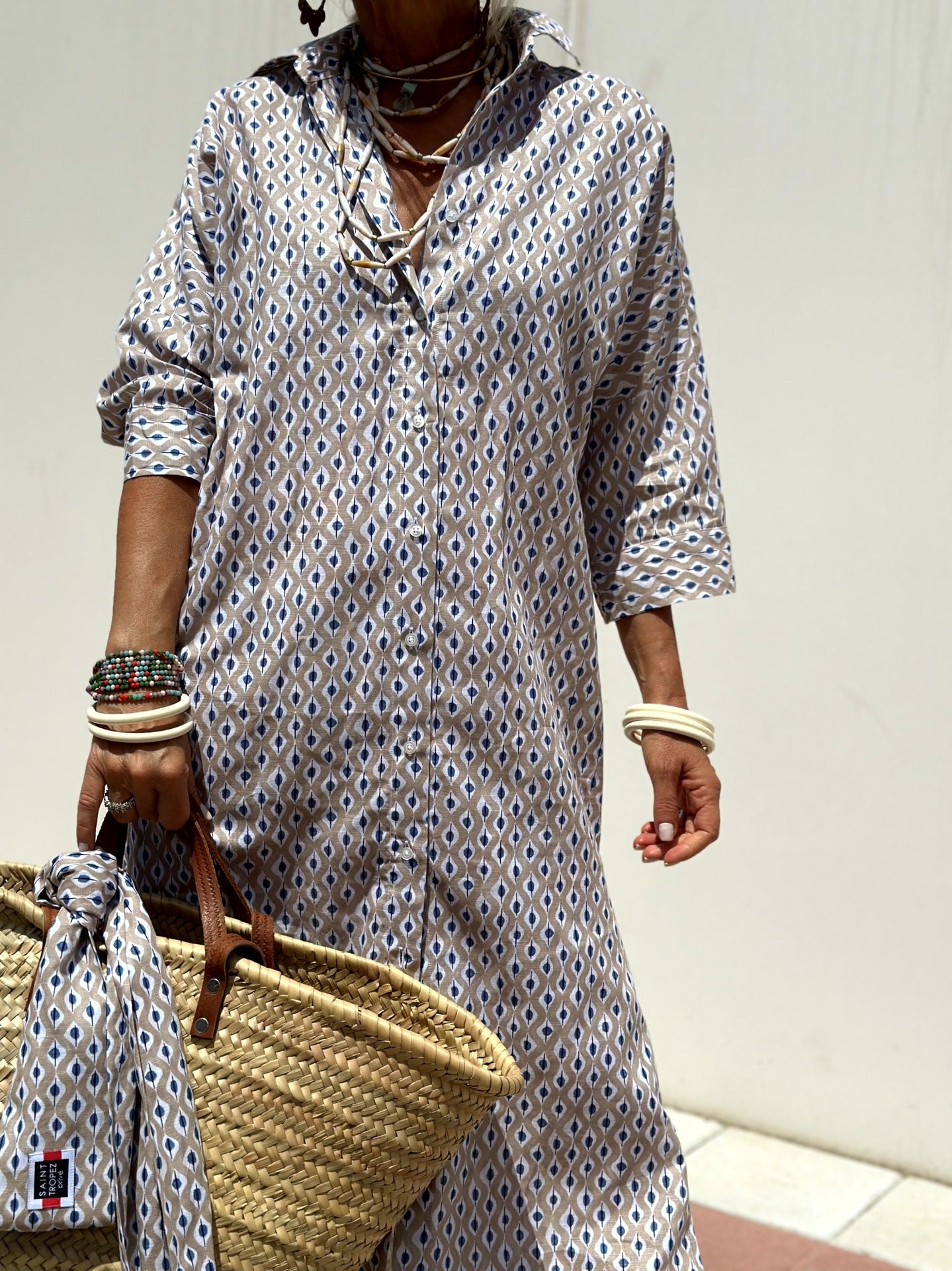 Women's half Sleeve Striped Button-Down Shirt Dress with Lapel Collar