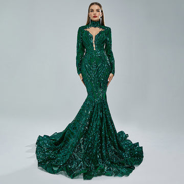 Luxury Long Sleeve High Waist Evening Dress/Wedding Dresses