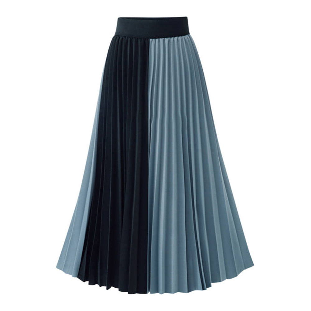 Chiffon Color-Block Pleated Skirt